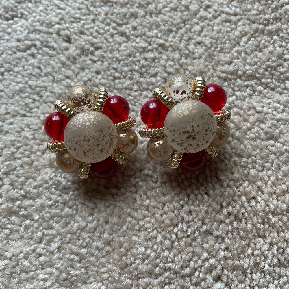 Vintage clip on beaded earrings